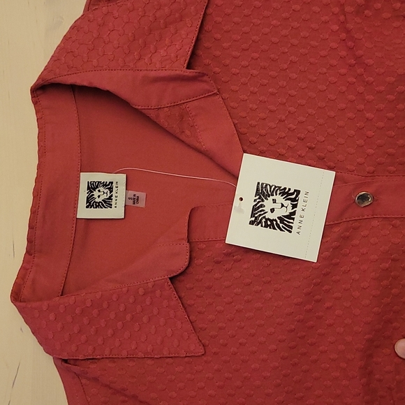 NWT Raspberry Anne Klein Textured Blouse 100% Cotton - Picture 5 of 11